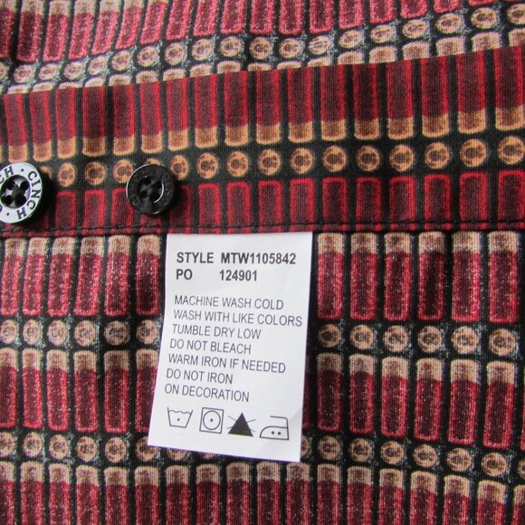 Cinch Men's Large Long Sleeve Print Button Up Western Shirt Red/Tan - Picture 3 of 6